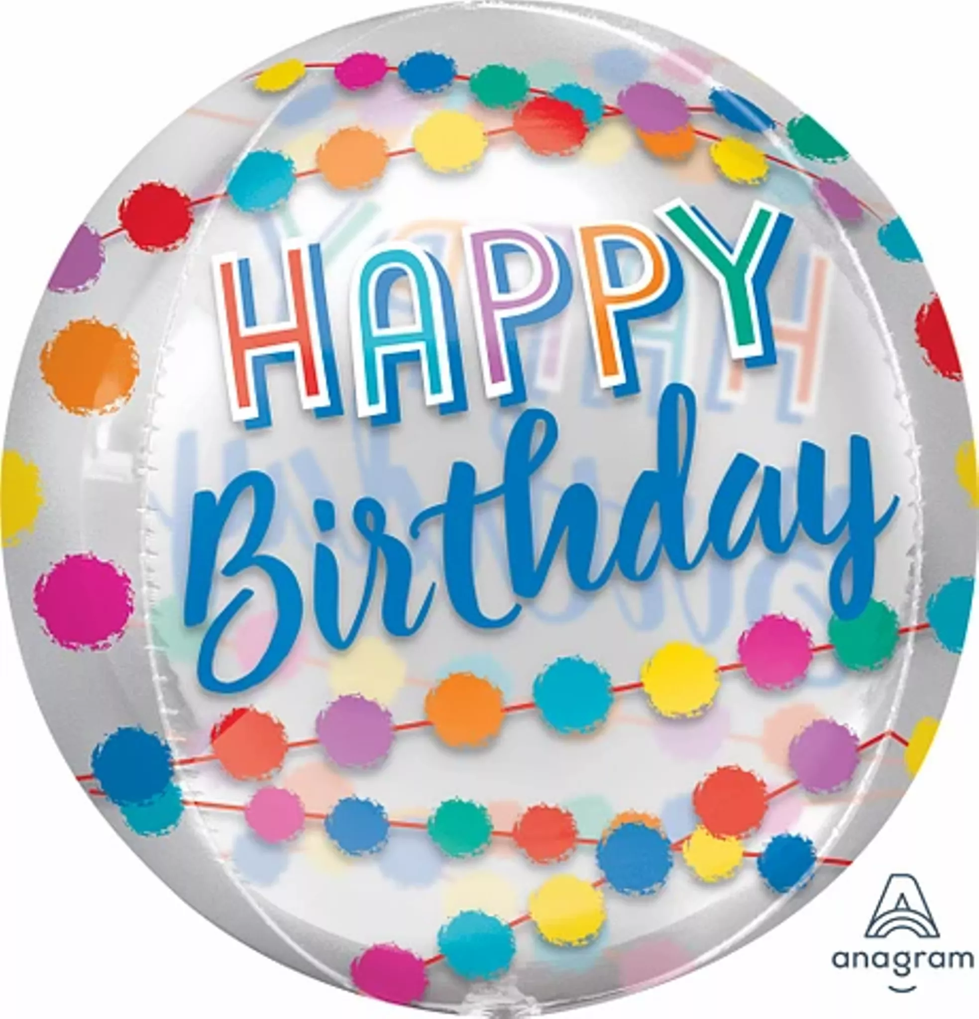Anagram Happy Birthday Rainbow Puffs 15" Orbz Foil Balloon