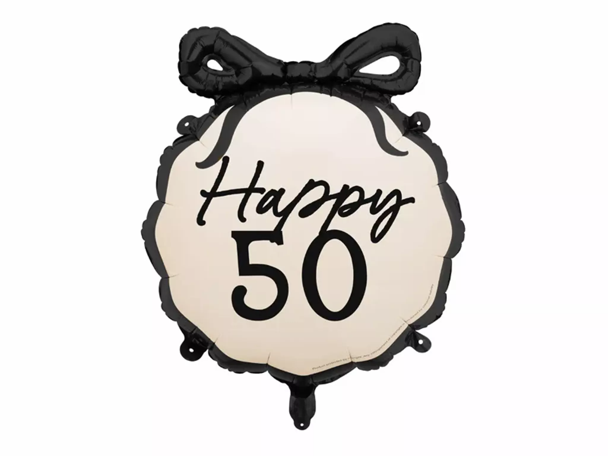 PartyDeco Black & Cream Happy 50th Birthday 18" Foil Balloon