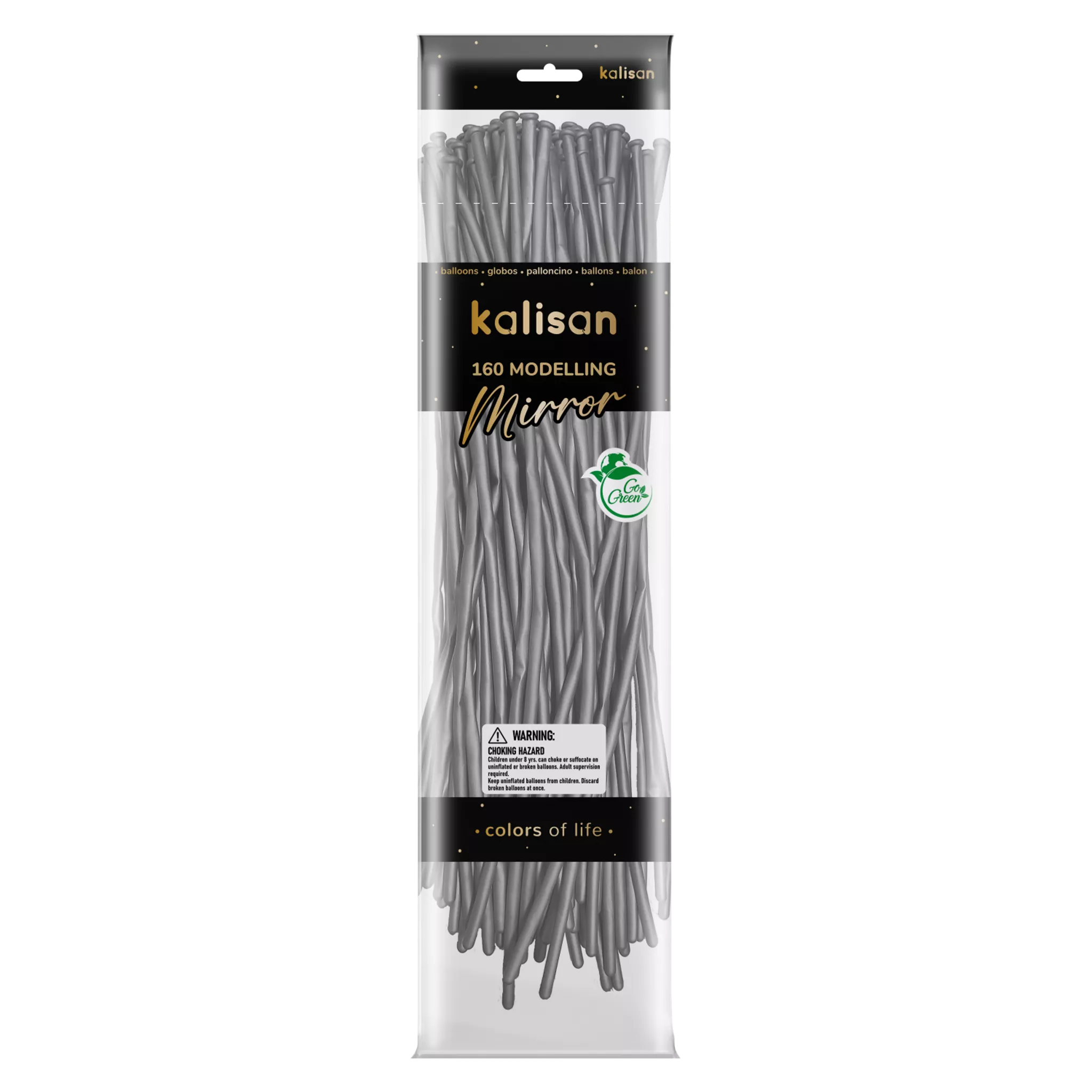 Kalisan Mirror Silver Nozzle Up 160 Modelling Latex Balloons 50pk