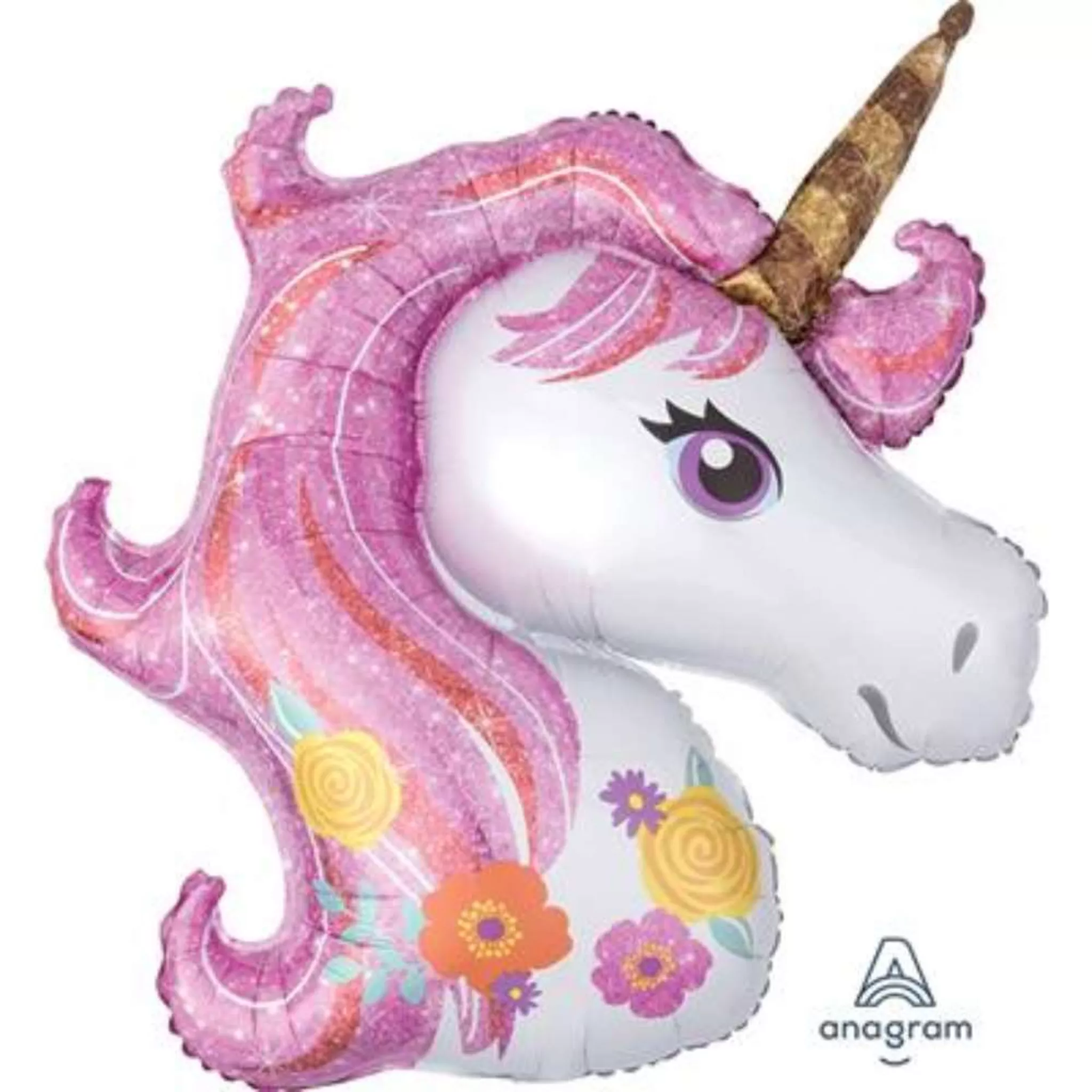 Anagram Foil Balloon Pink Unicorn Head 33"