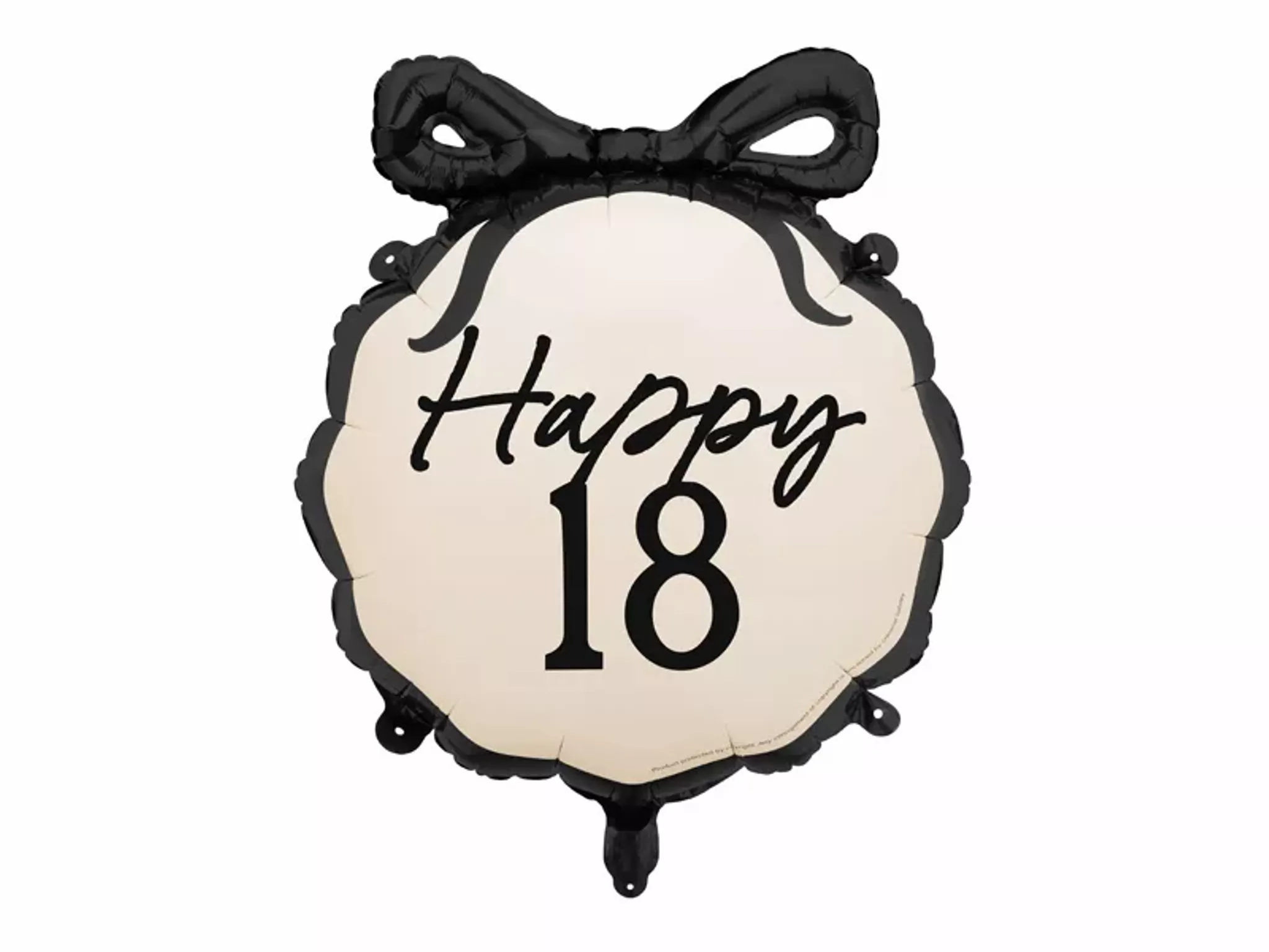 PartyDeco Foil Balloon 18in Pill Happy 18th Black&Cream